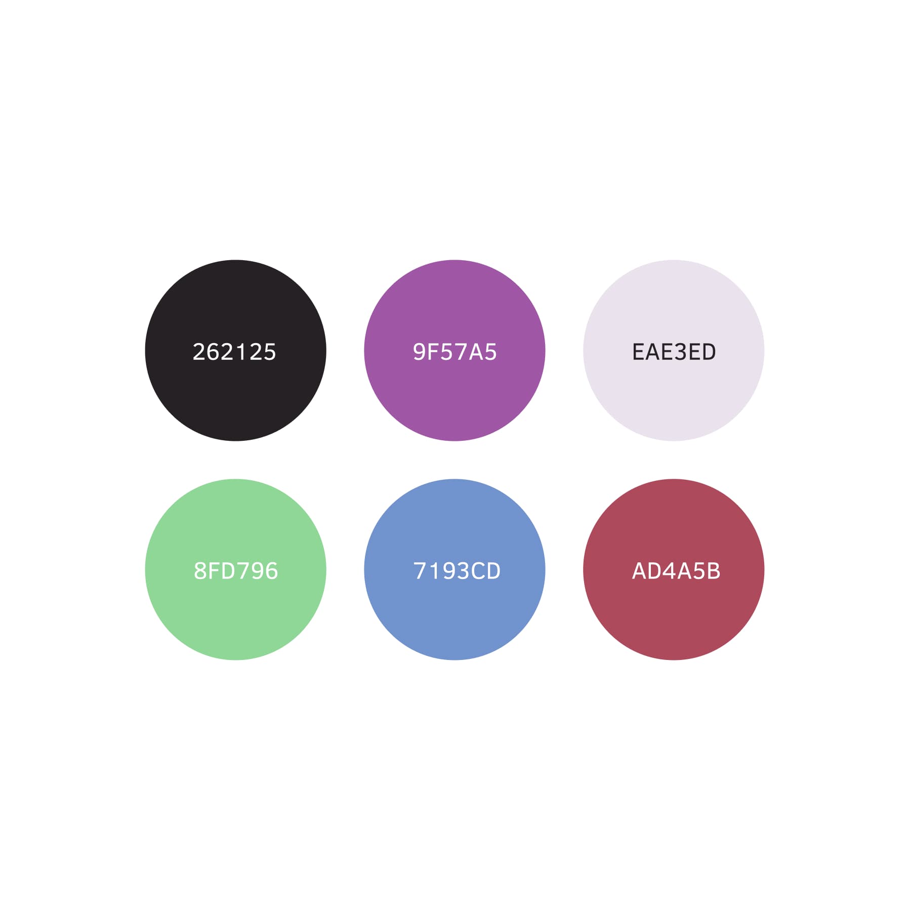 A showcase of the application’s color palette