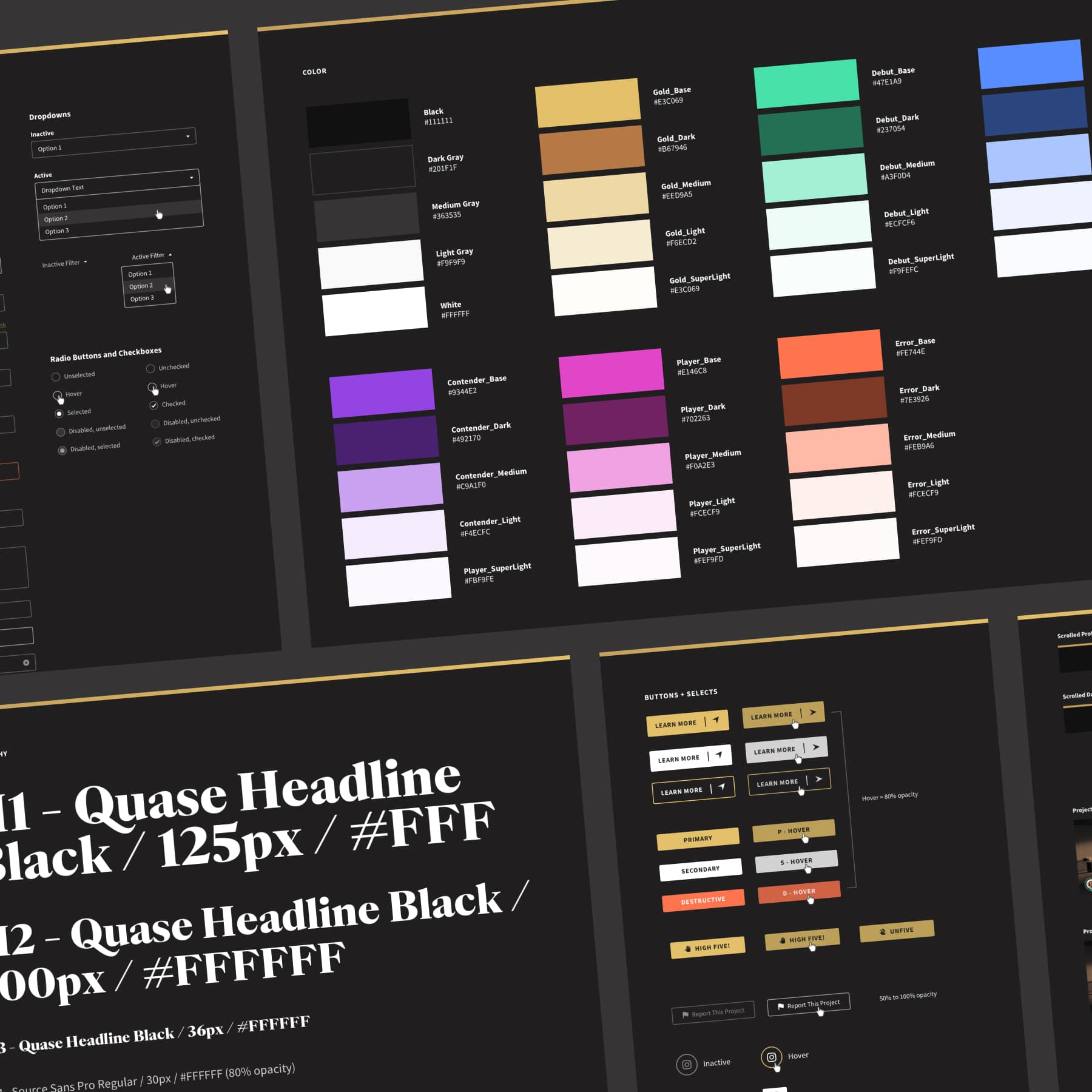 A screenshot showing a portion of the application’s color palette, font choices, and a few components