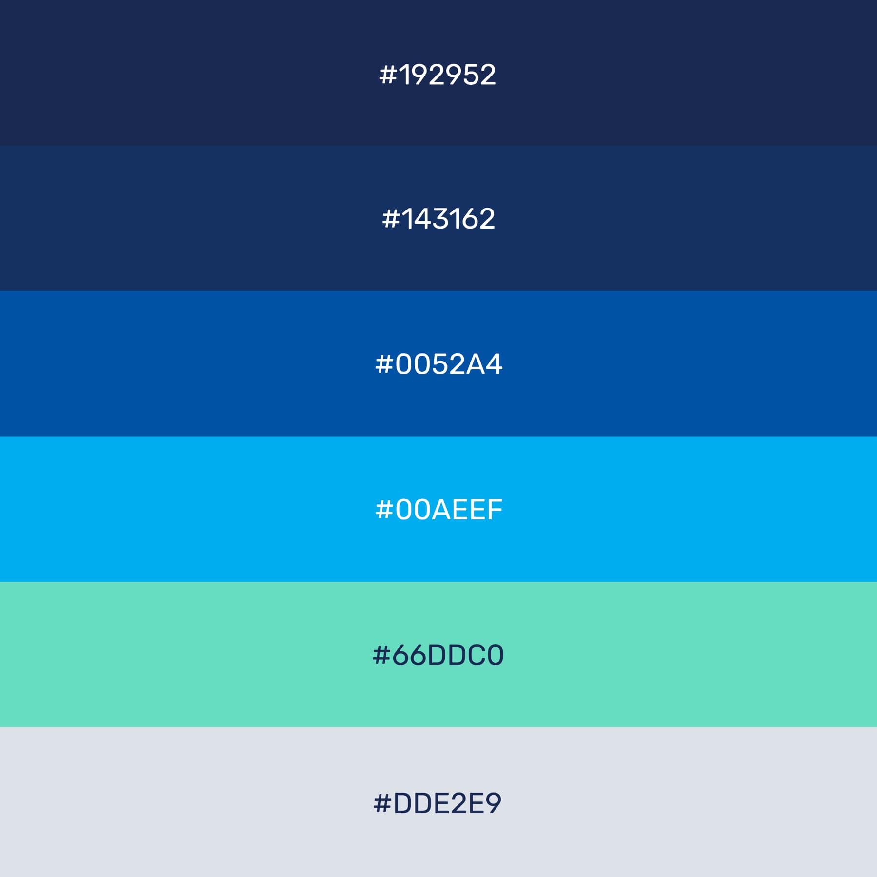 A showcase of the application’s color palette