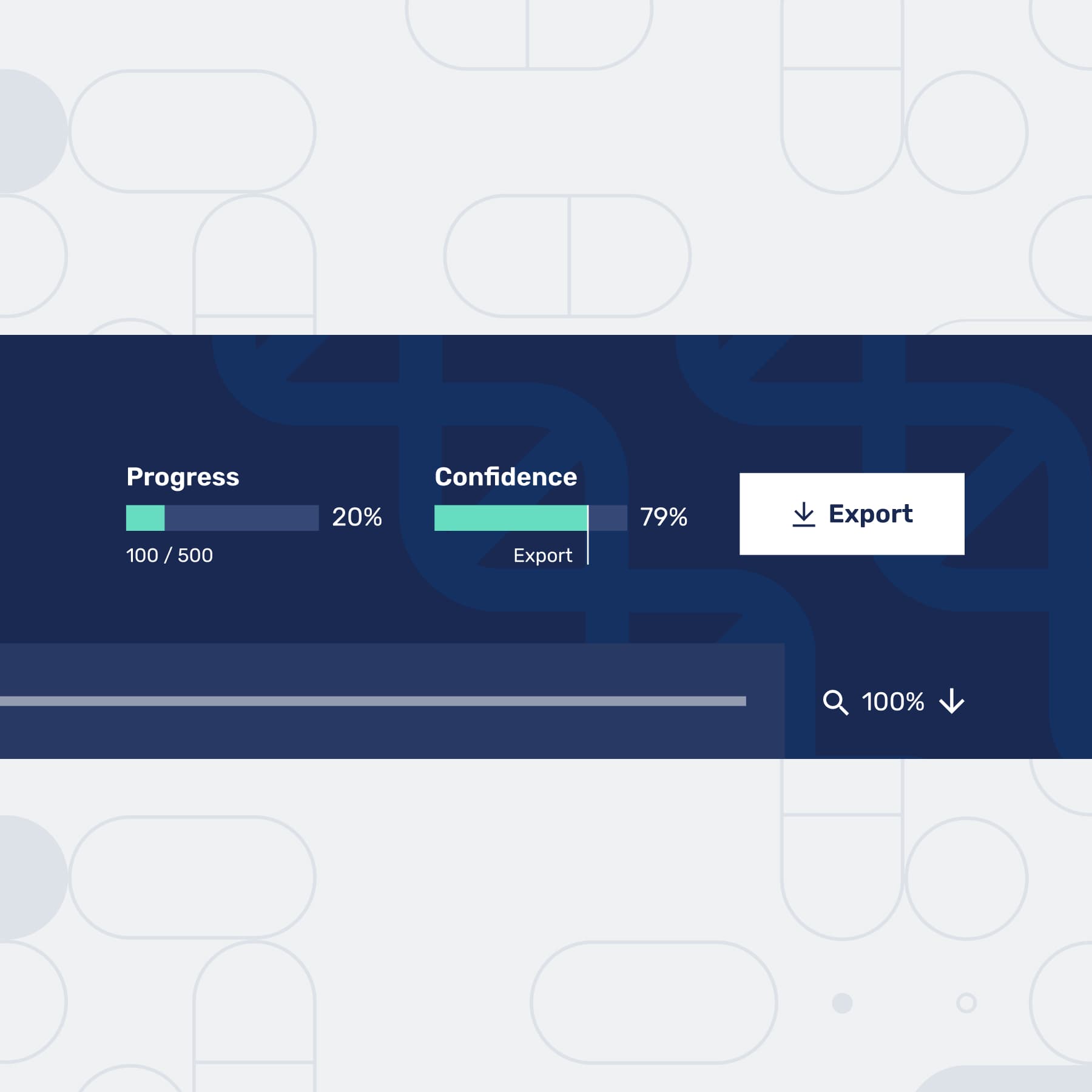 A screenshot of the header, with a confidence threshold meter for exporting data